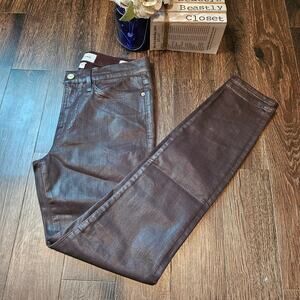 FRAME Jeans Brown Coated Le Skinny De Jeanne Mid Rise Skinny Ankle Jean 30 NWT